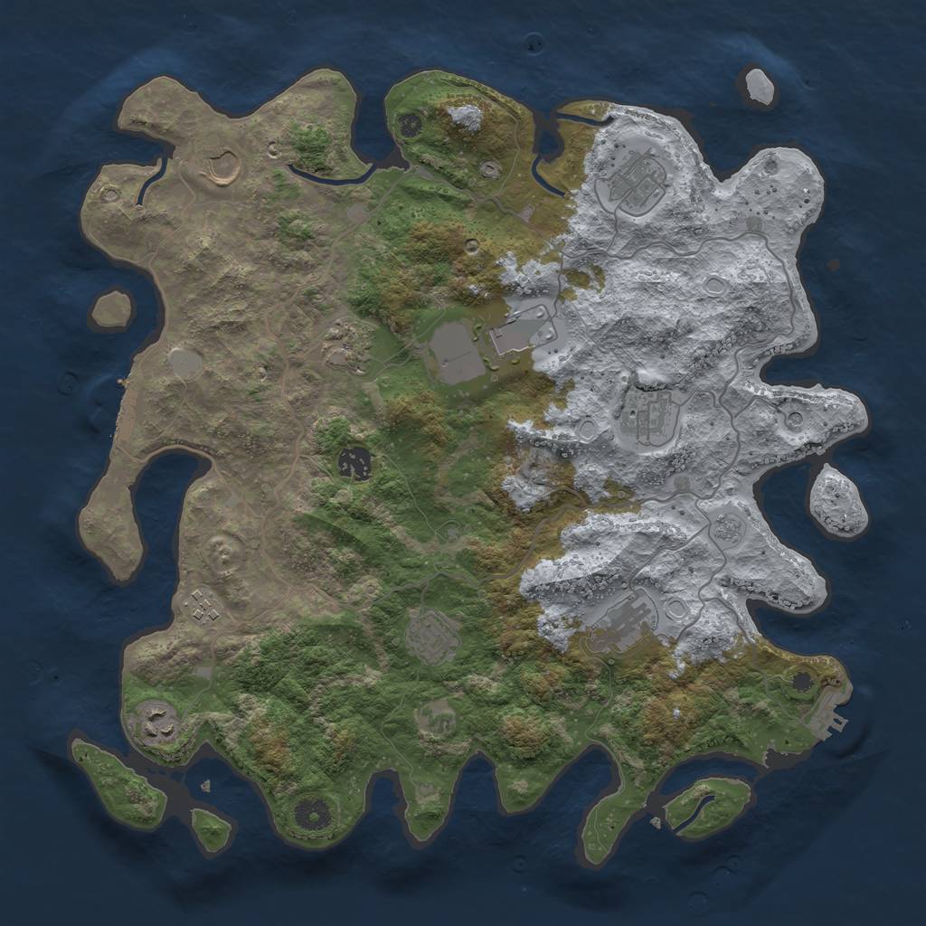 Rust Map: Procedural Map, Size: 4000, Seed: 110208, 19 Monuments