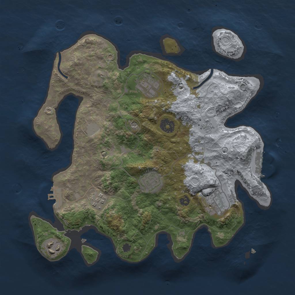 Rust Map: Procedural Map, Size: 3000, Seed: 110208, 14 Monuments