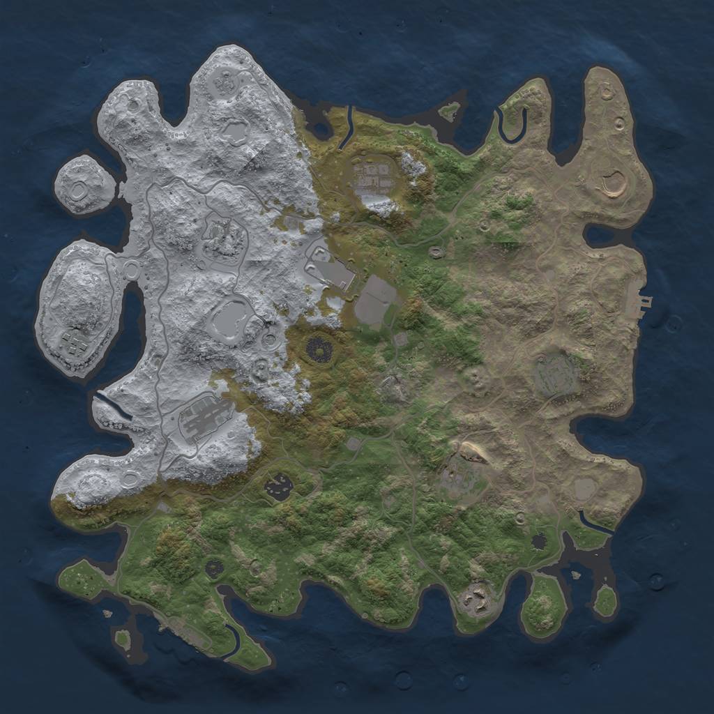 Rust Map: Procedural Map, Size: 4000, Seed: 1195304135, 19 Monuments