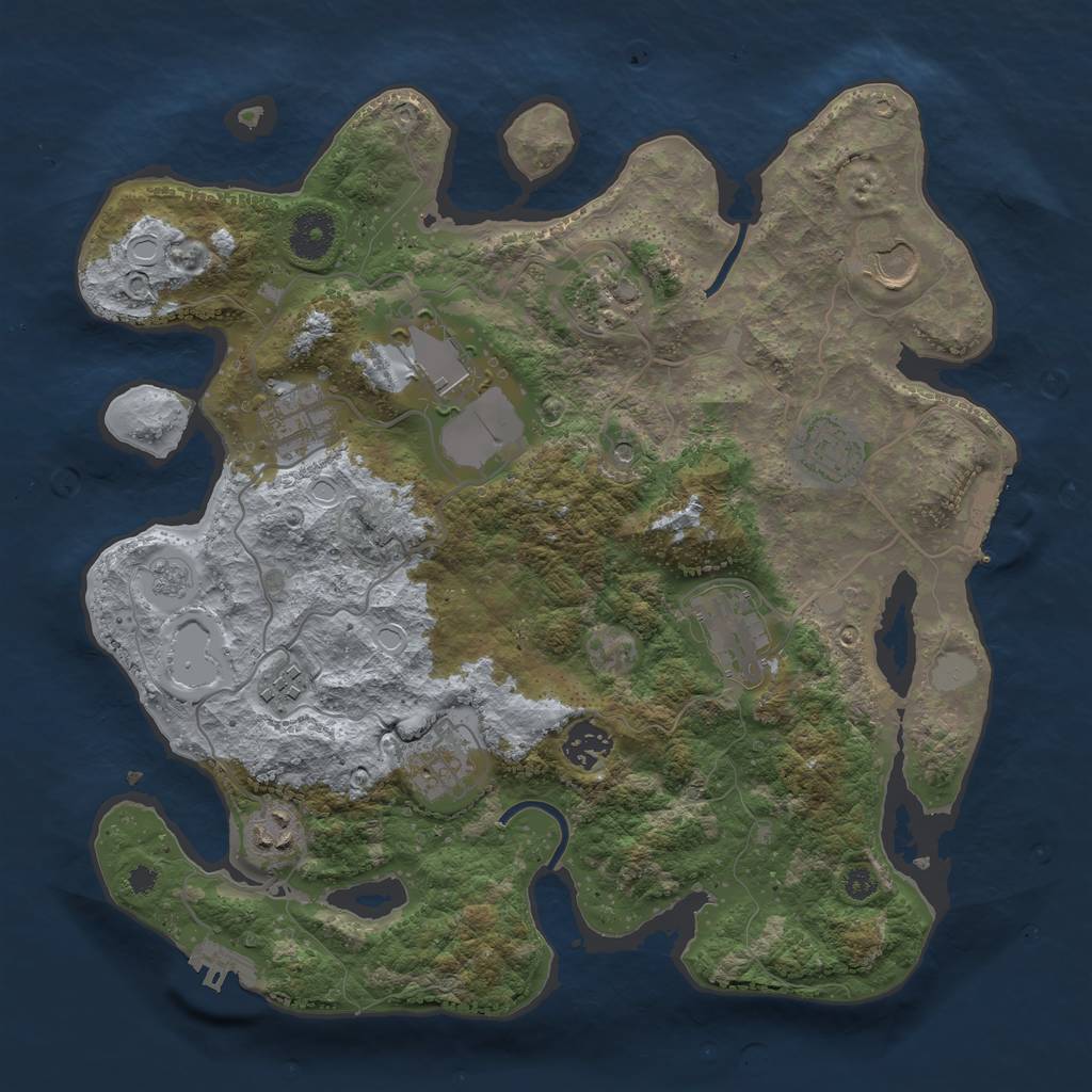 Rust Map: Procedural Map, Size: 3500, Seed: 906645121, 19 Monuments