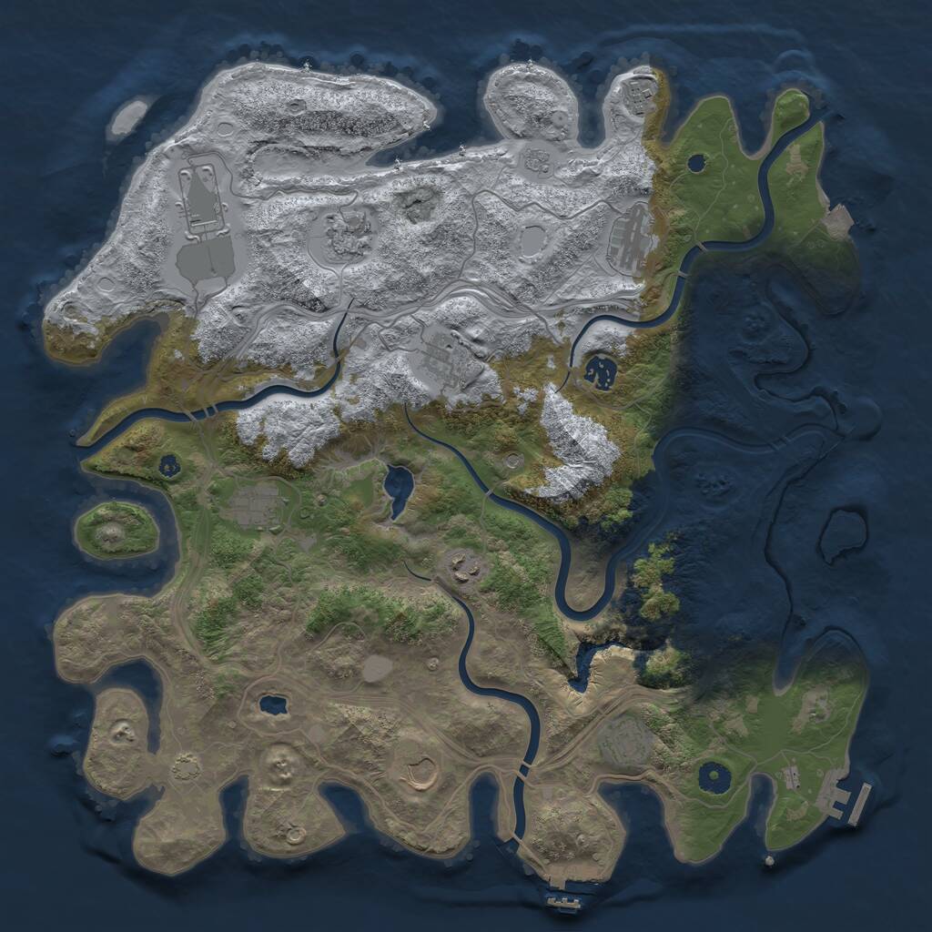 Rust Map: Procedural Map, Size: 4300, Seed: 737354417, 16 Monuments