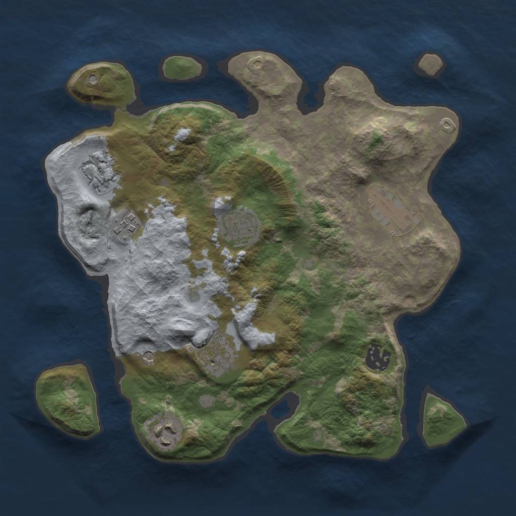 Rust Map: Barren, Size: 3000, Seed: 19946, 10 Monuments