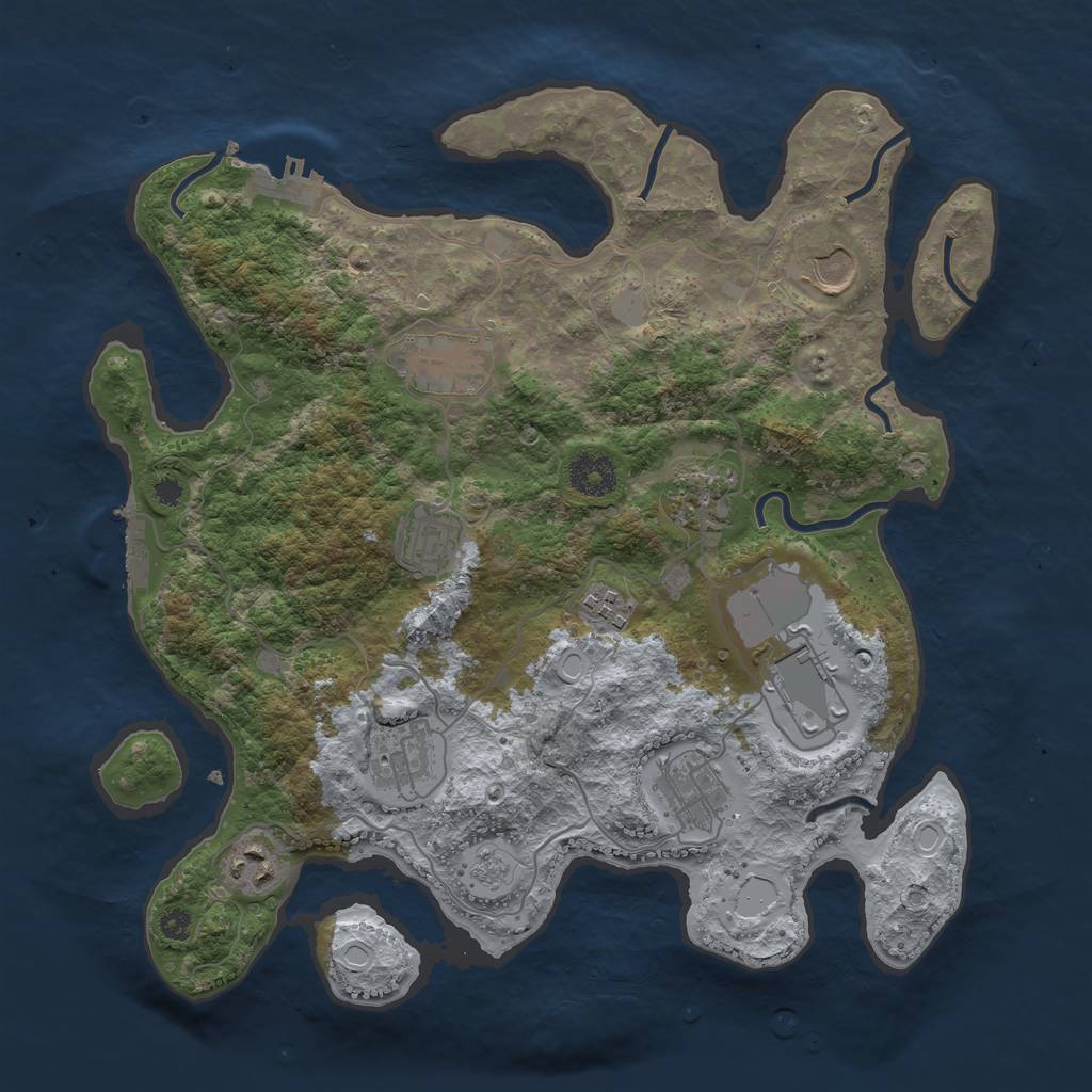 Rust Map: Procedural Map, Size: 3500, Seed: 1277484107, 17 Monuments