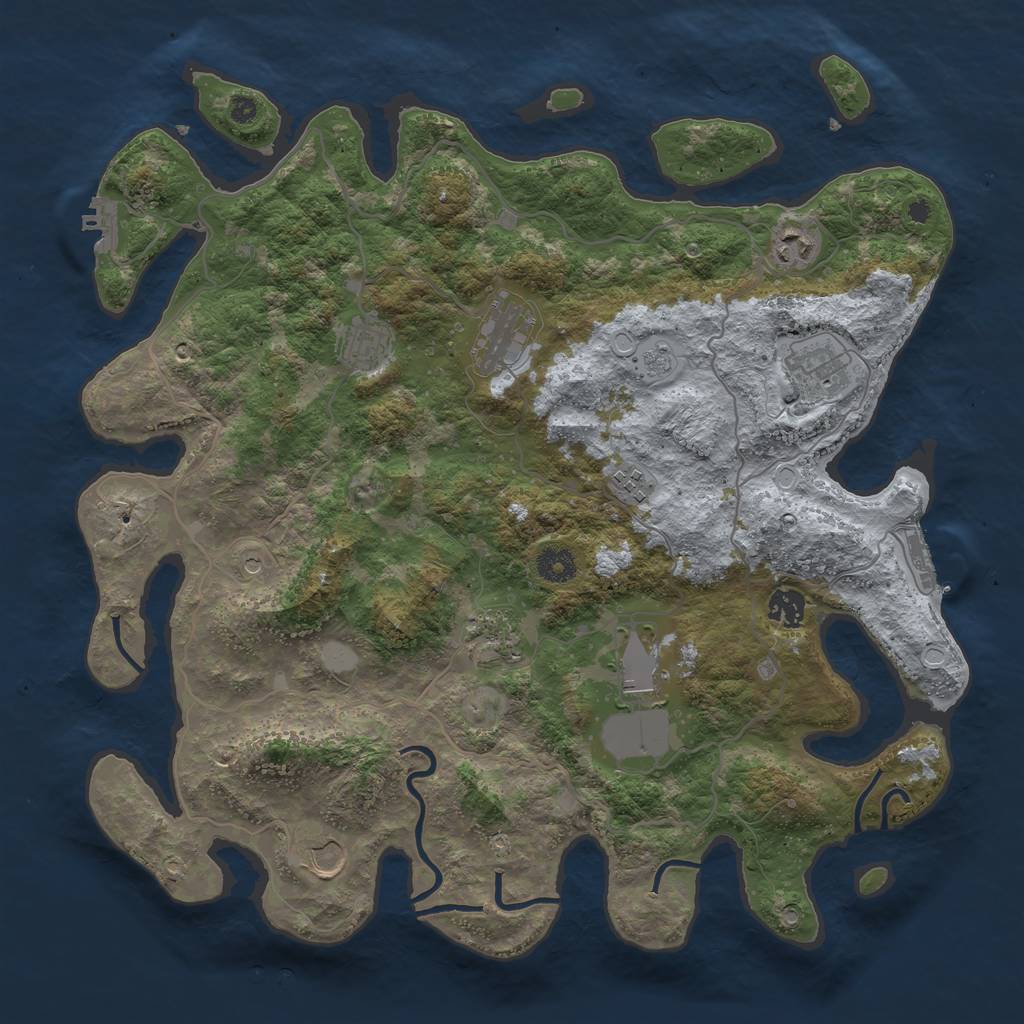 Rust Map: Procedural Map, Size: 4000, Seed: 110024062, 18 Monuments