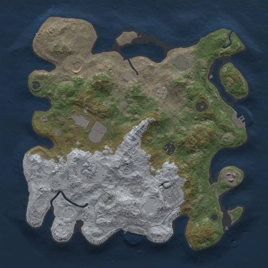 Rust Map: Procedural Map, Size: 3500, Seed: 314159265, 17 Monuments