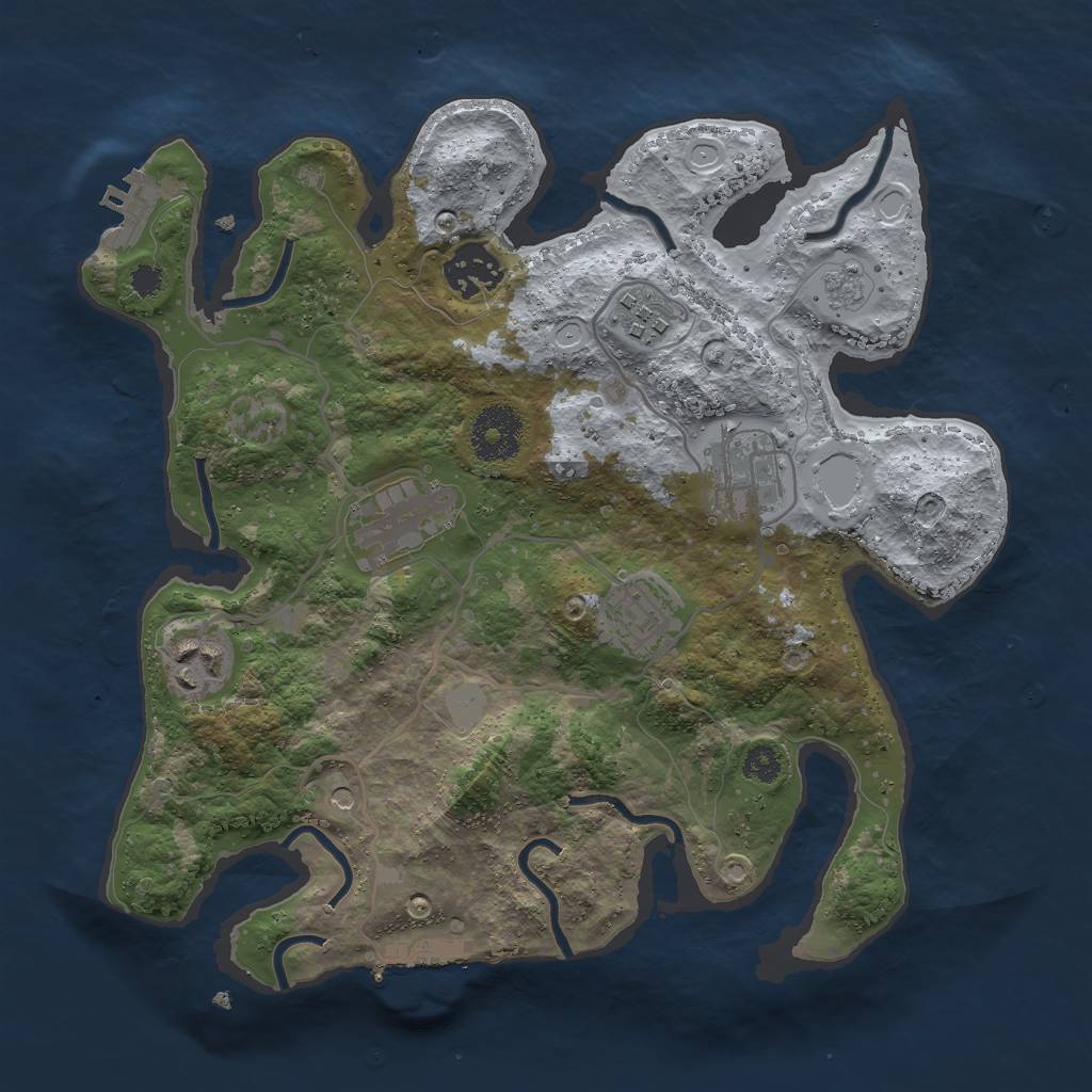 Rust Map: Procedural Map, Size: 3000, Seed: 2449660, 15 Monuments