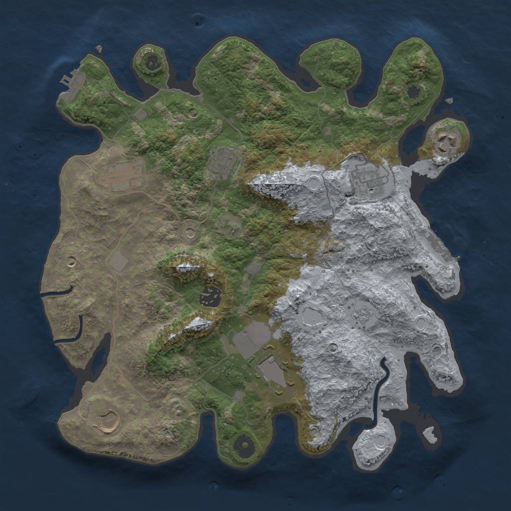 Rust Map: Procedural Map, Size: 3500, Seed: 16270, 16 Monuments