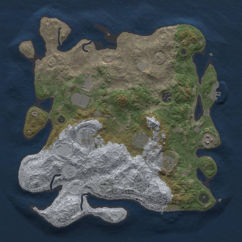 Rust Map: Procedural Map, Size: 3550, Seed: 66236, 16 Monuments