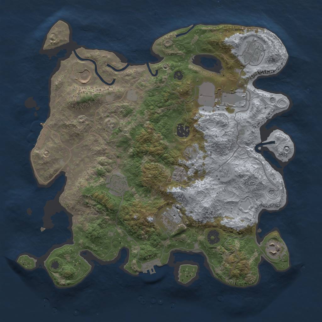 Rust Map: Procedural Map, Size: 3500, Seed: 11434, 17 Monuments