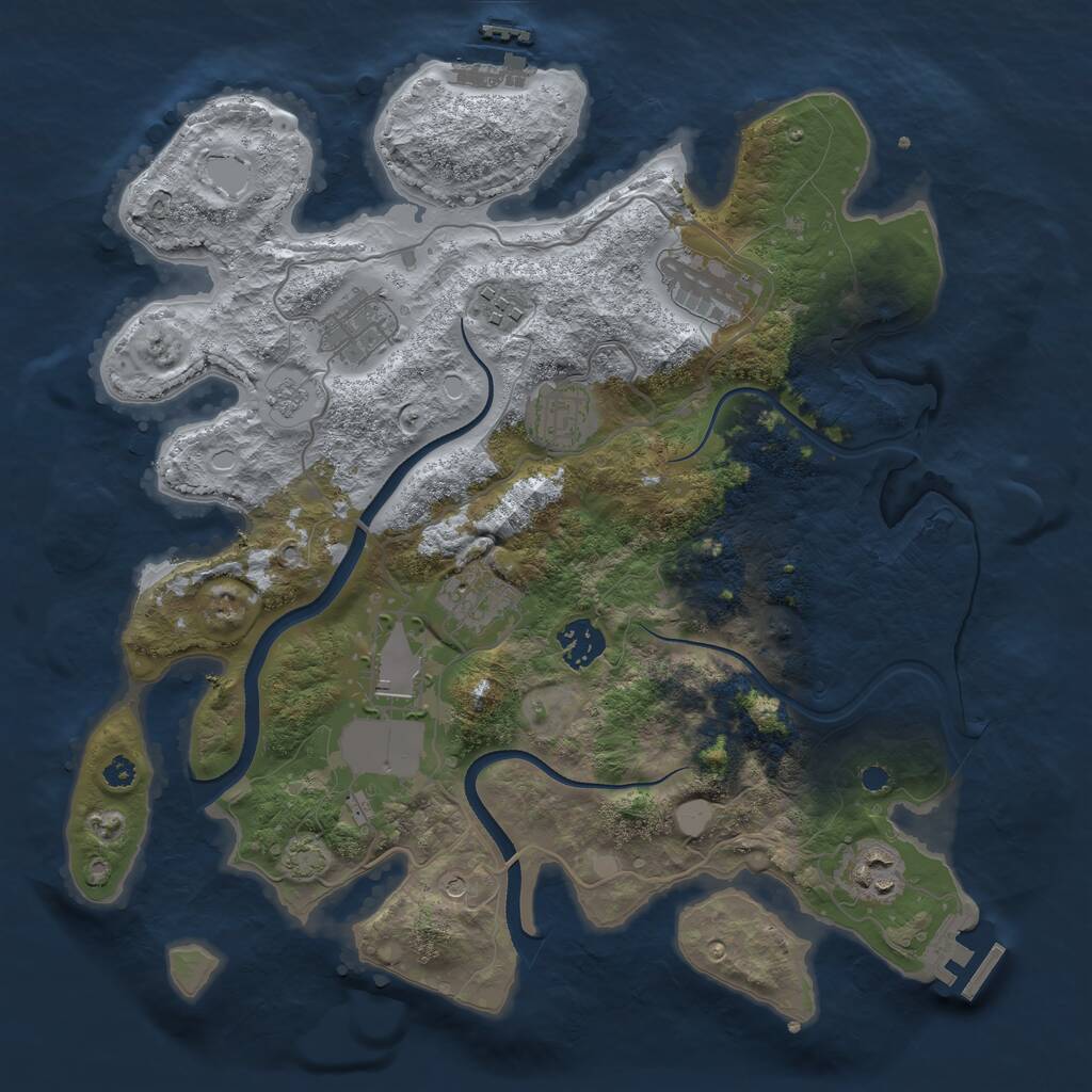 Rust Map: Procedural Map, Size: 3500, Seed: 5846, 14 Monuments