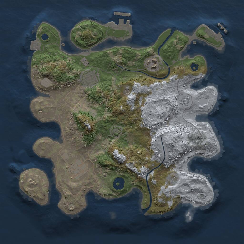 Rust Map: Procedural Map, Size: 3000, Seed: 963266149, 9 Monuments