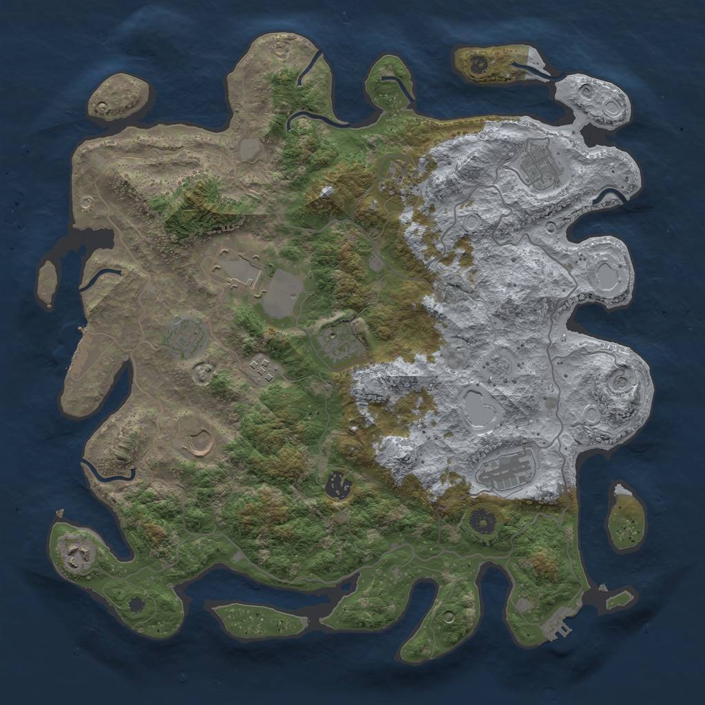 Rust Map: Procedural Map, Size: 4000, Seed: 380412563, 19 Monuments