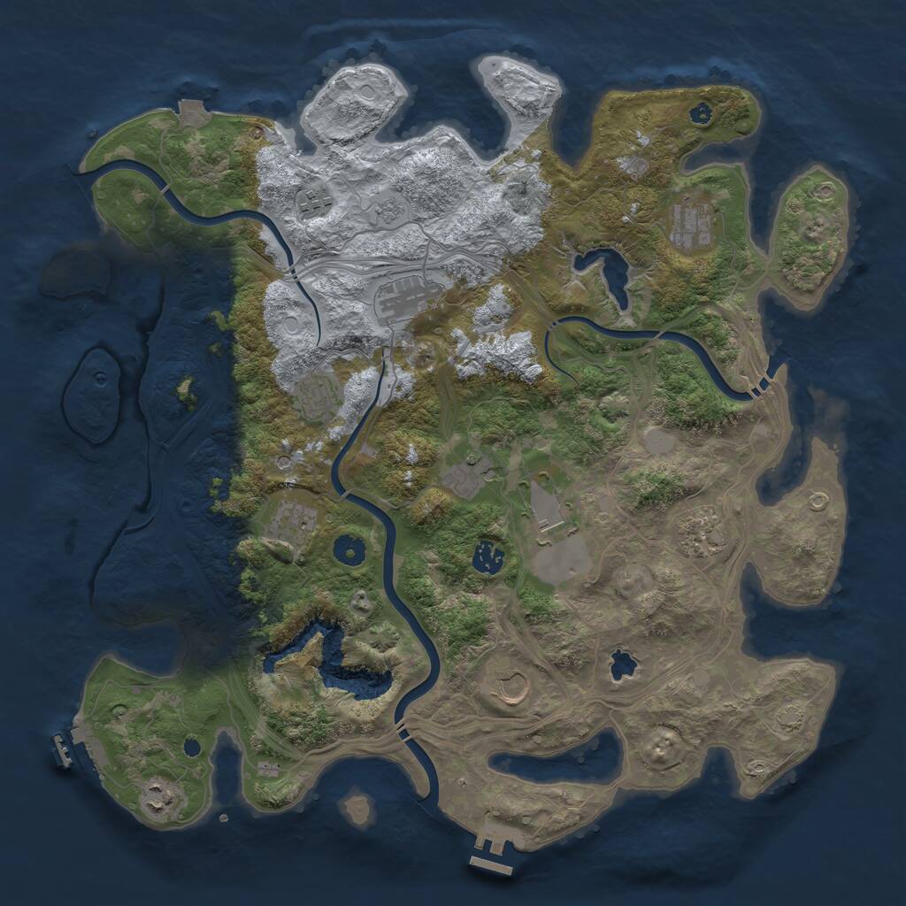 Rust Map: Procedural Map, Size: 4250, Seed: 675354836, 17 Monuments