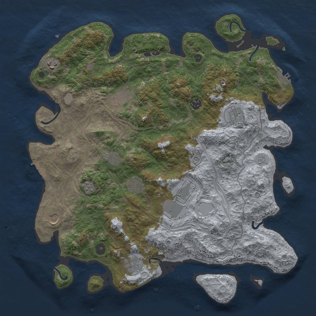 Rust Map: Procedural Map, Size: 4300, Seed: 44, 19 Monuments