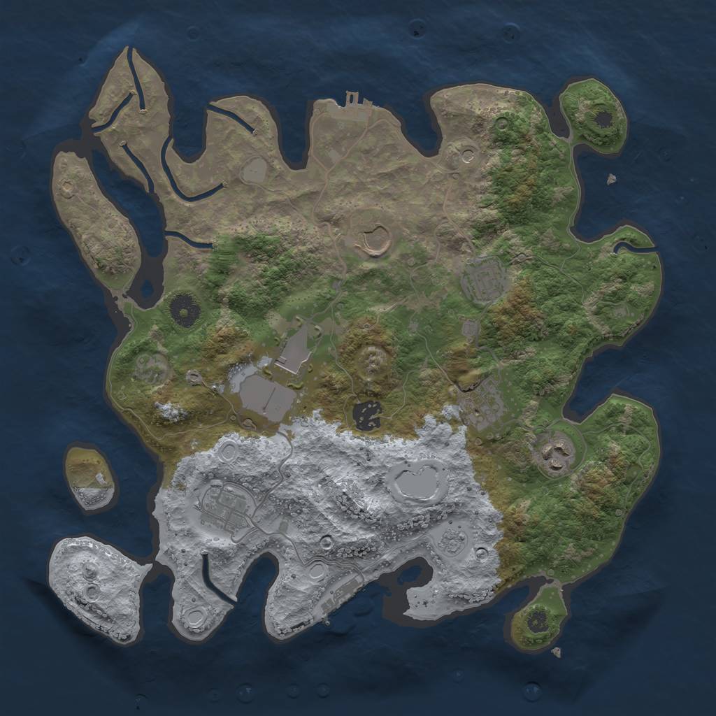 Rust Map: Procedural Map, Size: 3500, Seed: 23955676, 16 Monuments