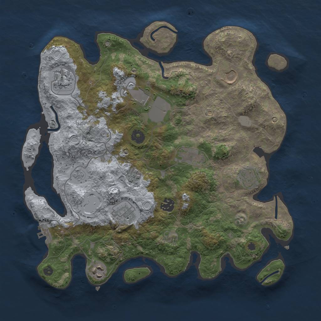 Rust Map: Procedural Map, Size: 3500, Seed: 65593732, 16 Monuments