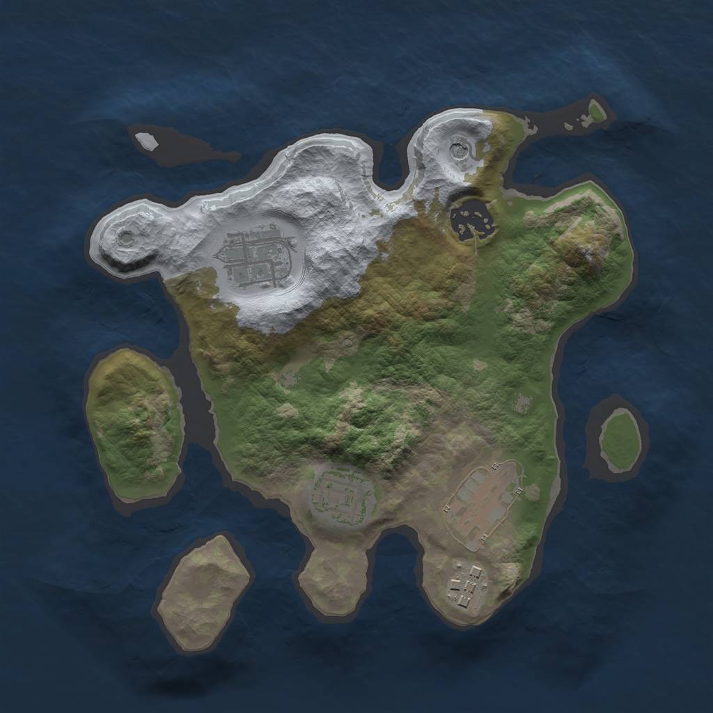 Rust Map: Barren, Size: 2500, Seed: 746235325, 8 Monuments