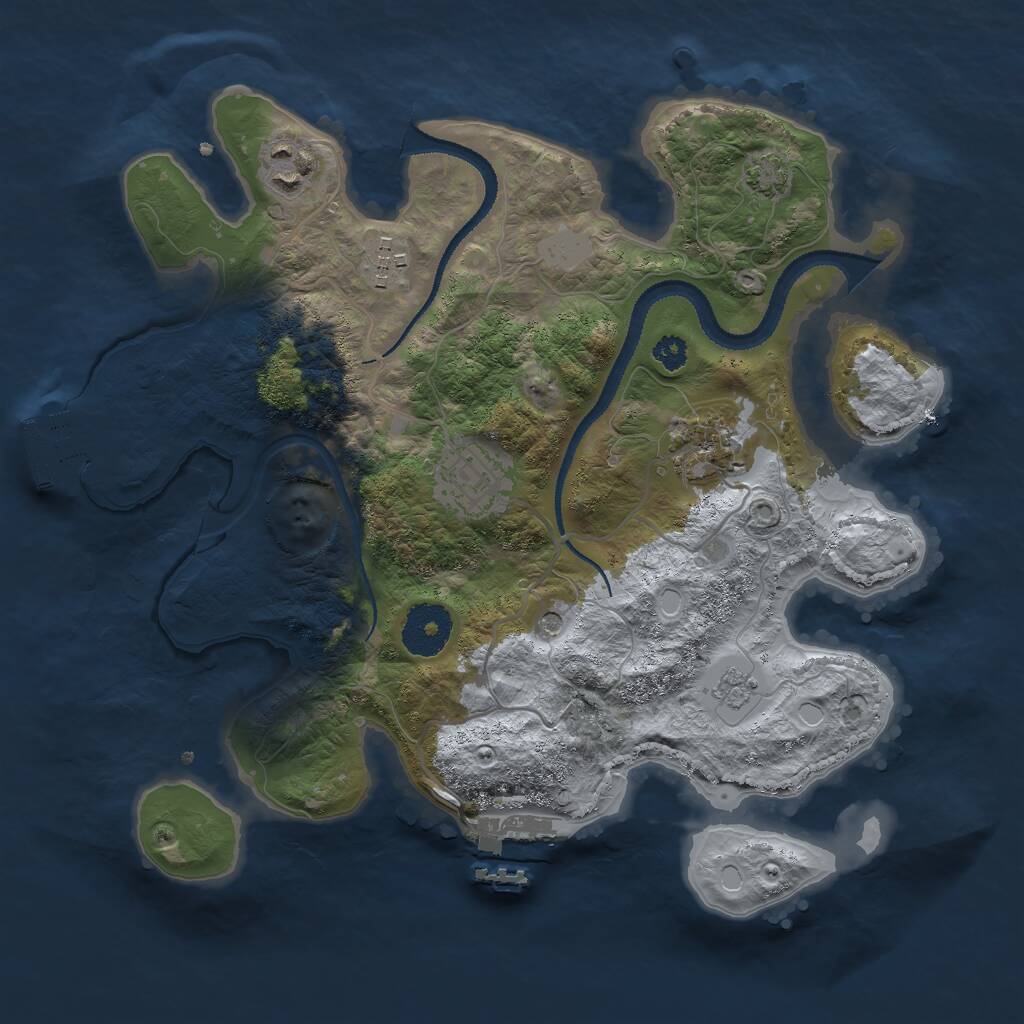 Rust Map: Procedural Map, Size: 3000, Seed: 53886, 10 Monuments
