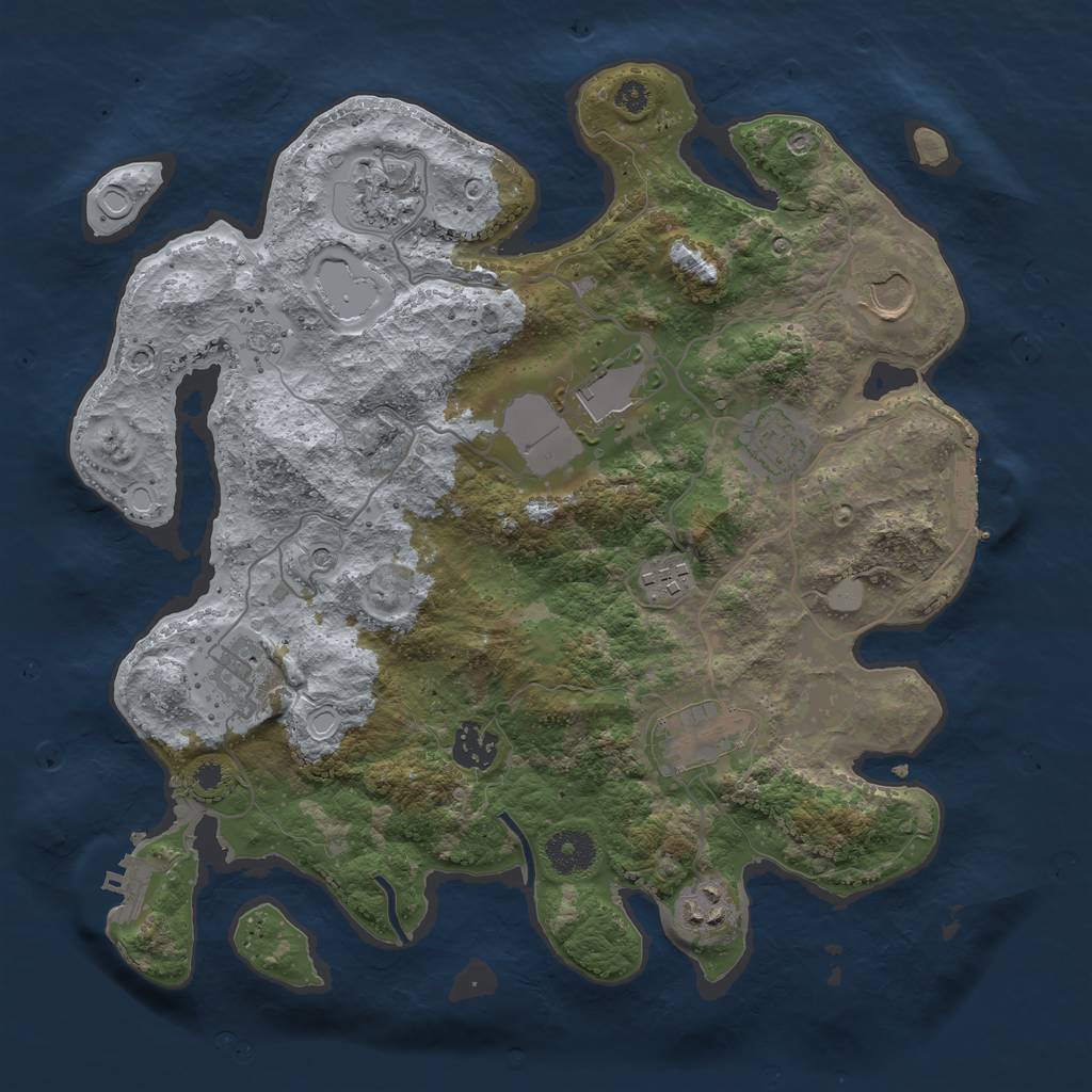 Rust Map: Procedural Map, Size: 3500, Seed: 720940390, 18 Monuments