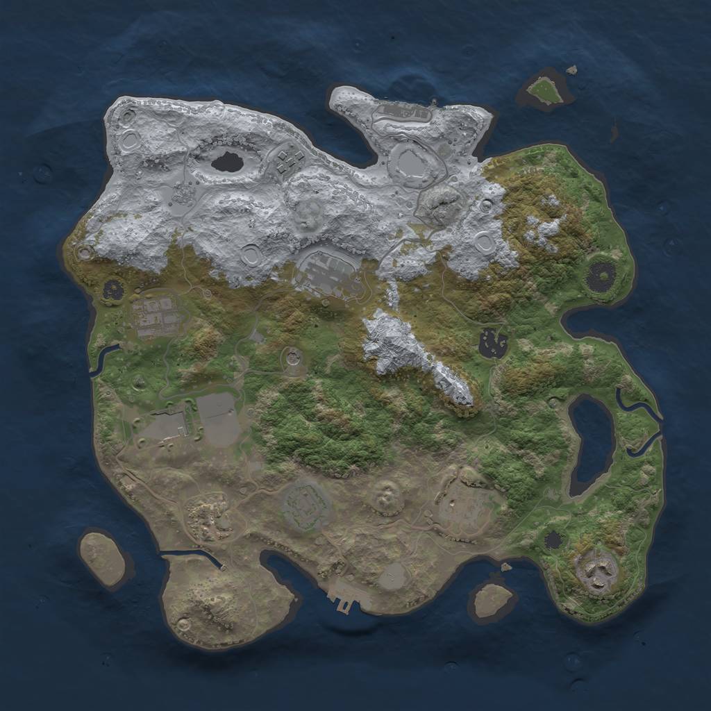 Rust Map: Procedural Map, Size: 3500, Seed: 97820598, 18 Monuments