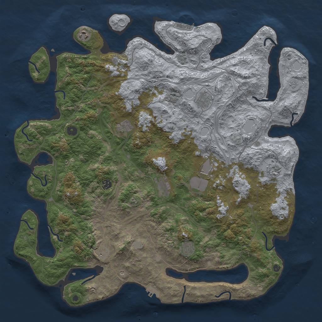 Rust Map: Procedural Map, Size: 4800, Seed: 1301122861, 19 Monuments