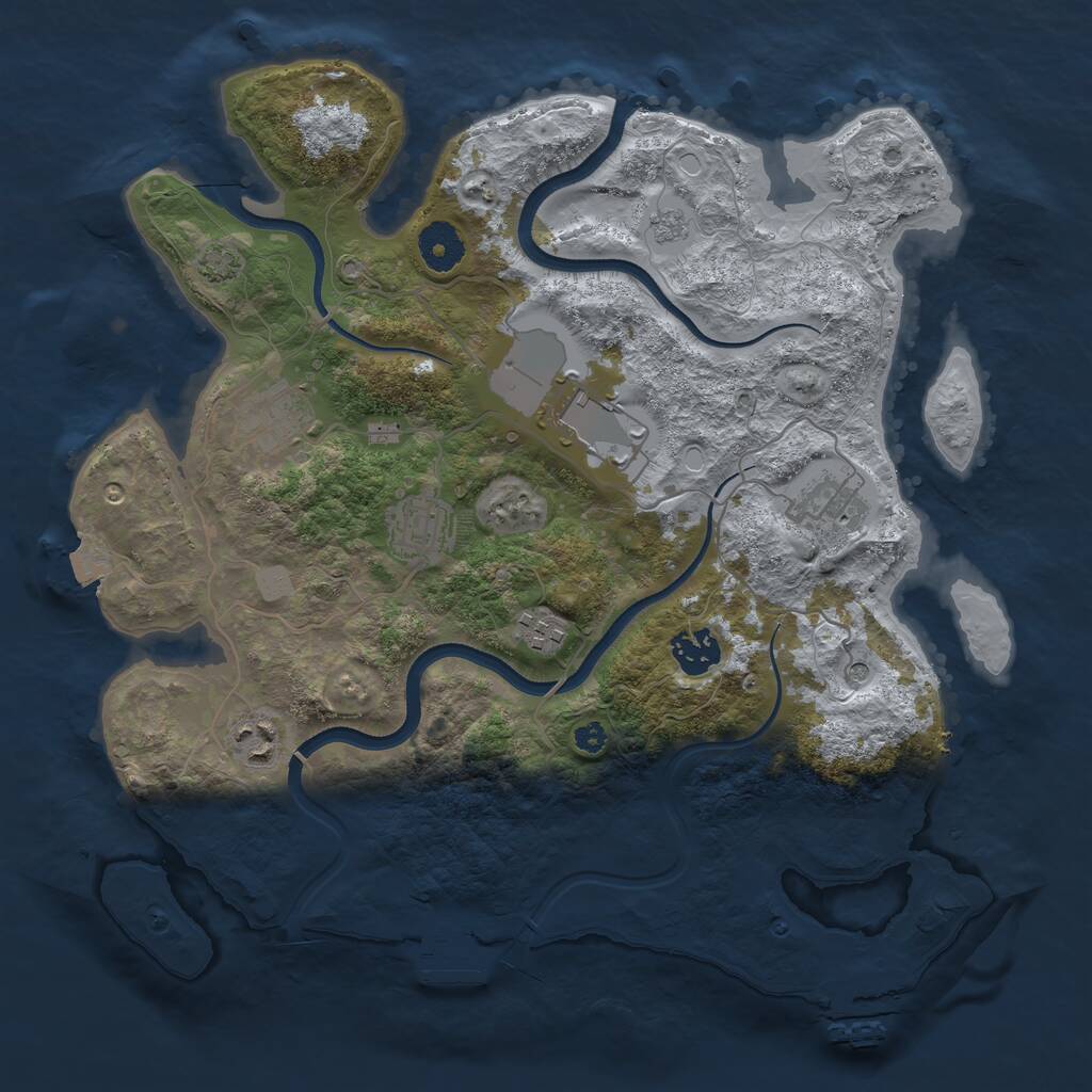 Rust Map: Procedural Map, Size: 3500, Seed: 70128557, 13 Monuments