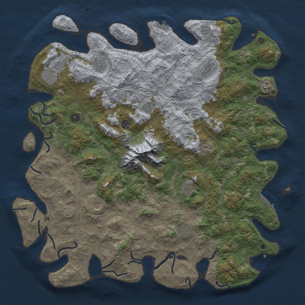Rust Map: Procedural Map, Size: 5000, Seed: 101549400, 19 Monuments