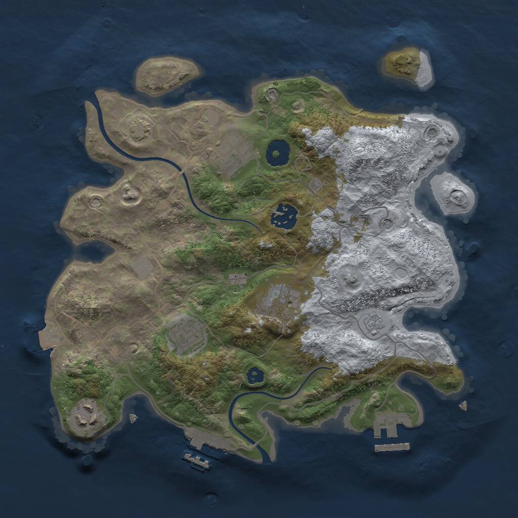 Rust Map: Procedural Map, Size: 3000, Seed: 549781, 11 Monuments