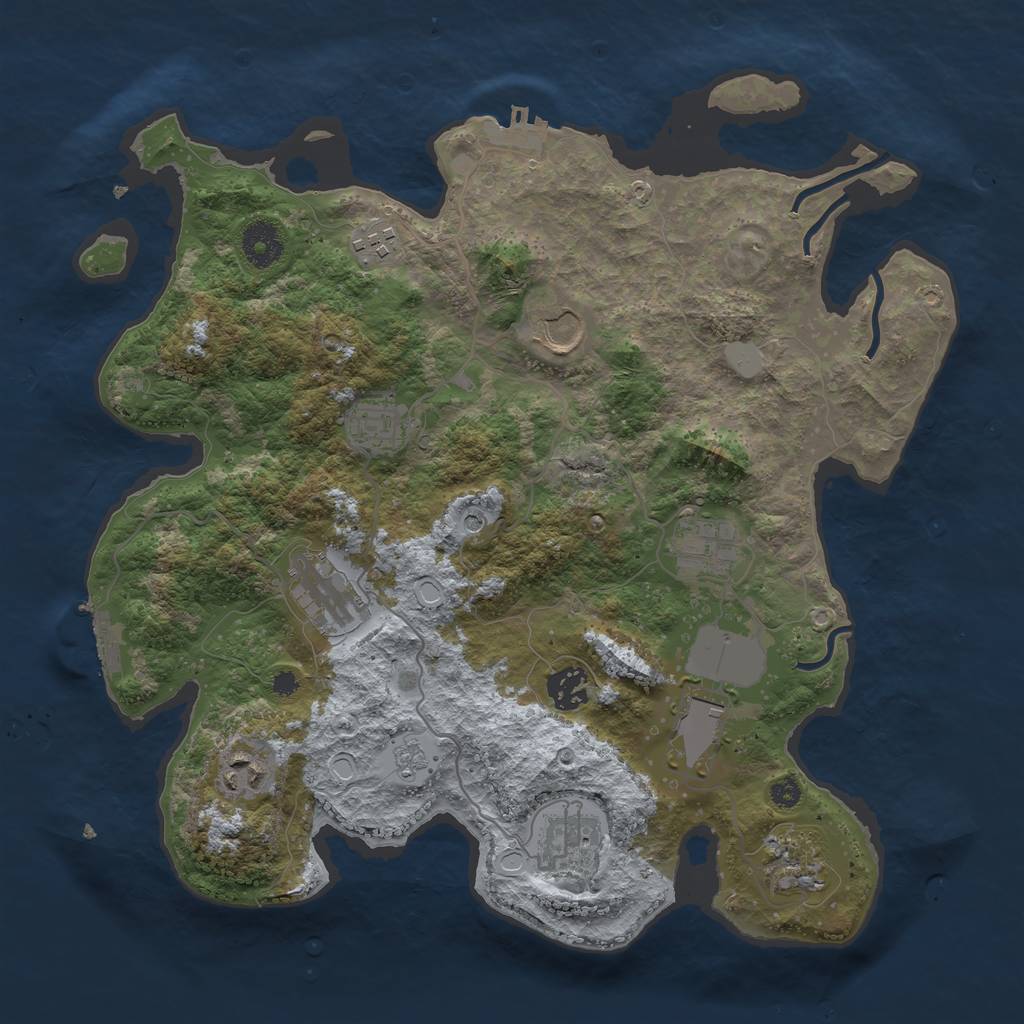 Rust Map: Procedural Map, Size: 3550, Seed: 42938766, 19 Monuments