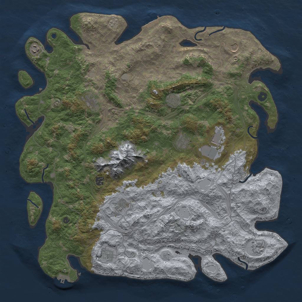 Rust Map: Procedural Map, Size: 5000, Seed: 67834, 20 Monuments