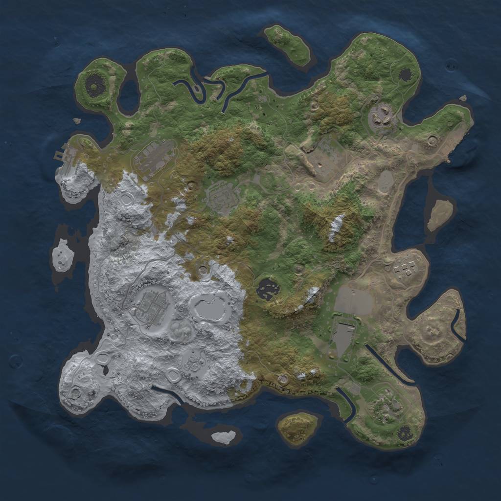 Rust Map: Procedural Map, Size: 3500, Seed: 67231050, 18 Monuments