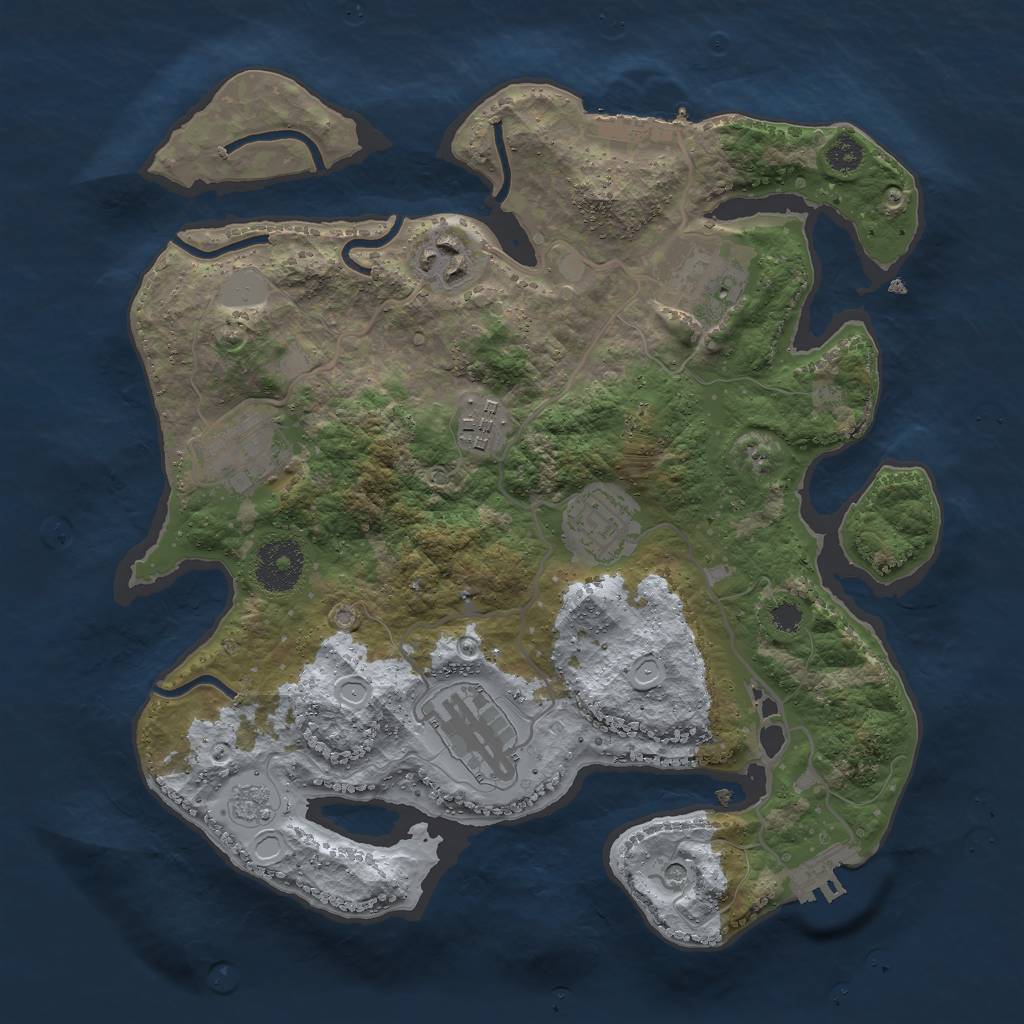 Rust Map: Procedural Map, Size: 3000, Seed: 6738875, 15 Monuments