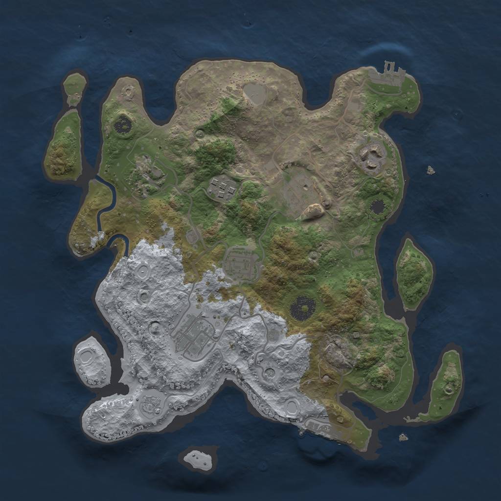 Rust Map: Procedural Map, Size: 3000, Seed: 2449662, 15 Monuments
