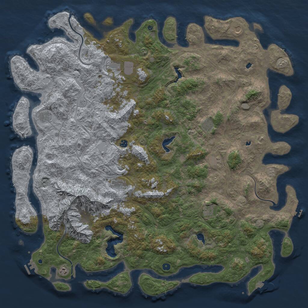 Rust Map: Procedural Map, Size: 6000, Seed: 277918122, 17 Monuments