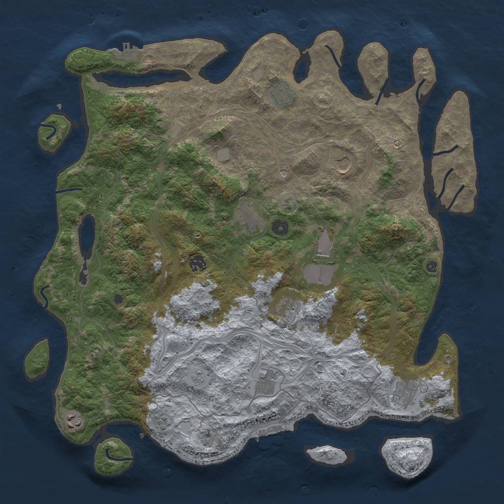 Rust Map: Procedural Map, Size: 4500, Seed: 1946523075, 19 Monuments
