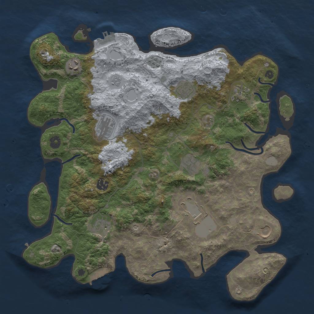 Rust Map: Procedural Map, Size: 3850, Seed: 3806660, 19 Monuments