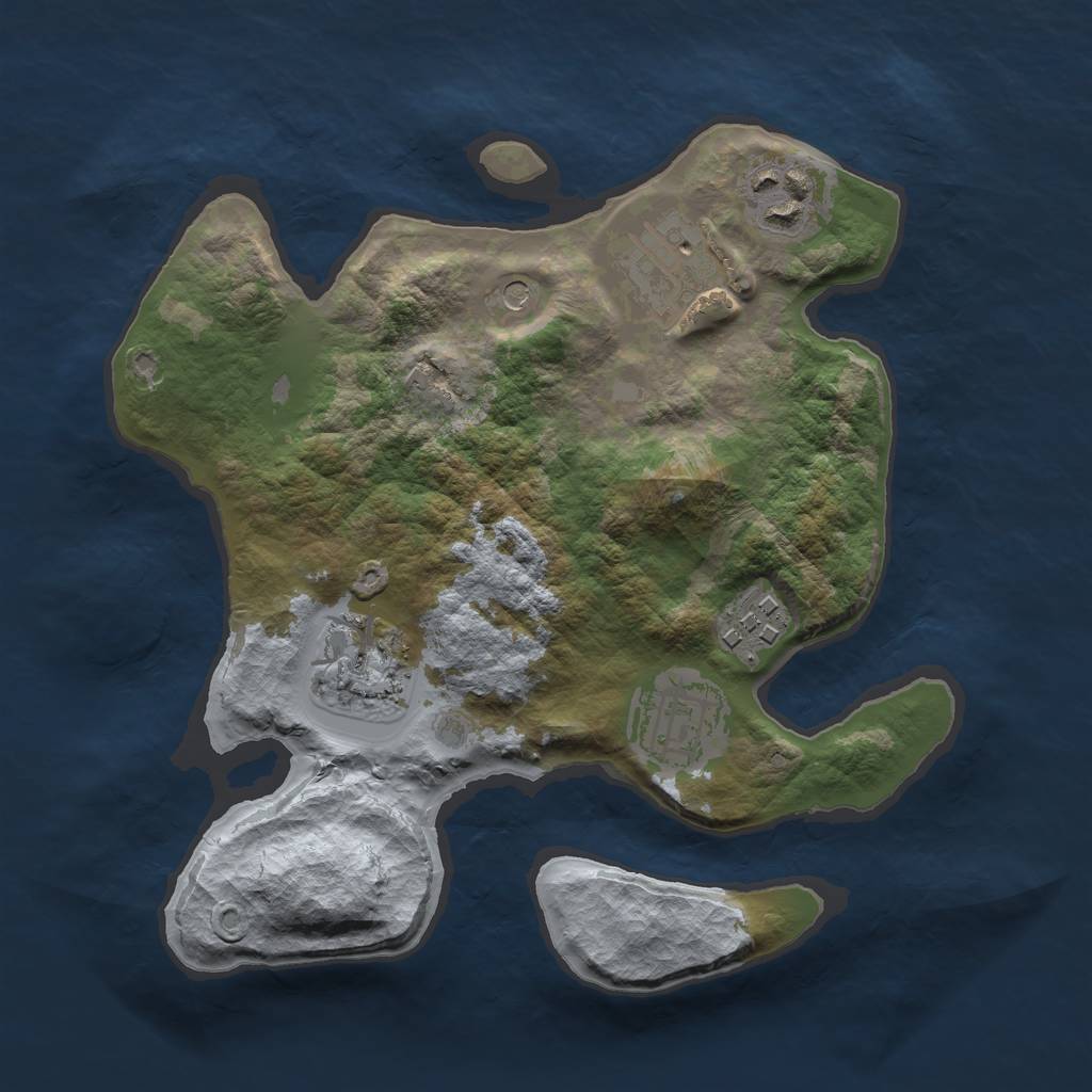 Rust Map: Barren, Size: 2500, Seed: 769452, 8 Monuments