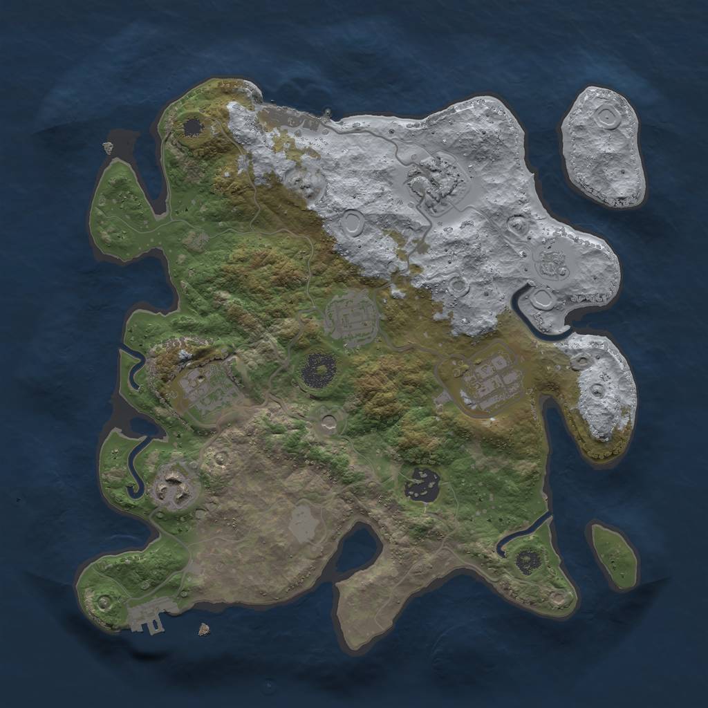 Rust Map: Procedural Map, Size: 3000, Seed: 2044664800, 15 Monuments