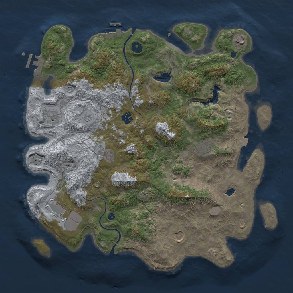 Rust Map: Procedural Map, Size: 4000, Seed: 1275872285, 14 Monuments