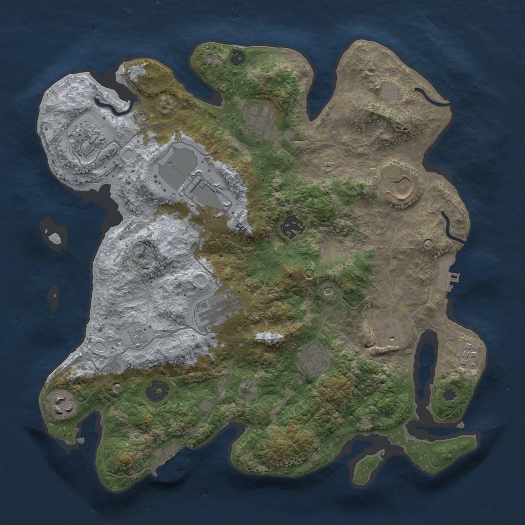 Rust Map: Procedural Map, Size: 3500, Seed: 94649141, 19 Monuments