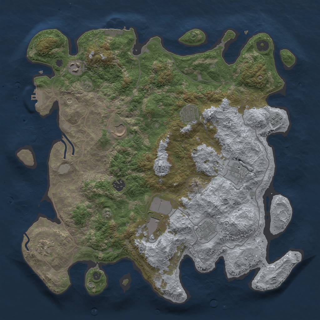 Rust Map: Procedural Map, Size: 4000, Seed: 556874, 18 Monuments