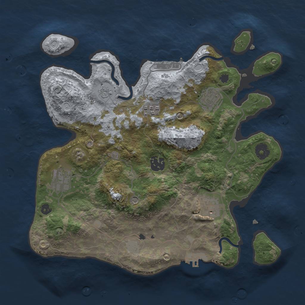 Rust Map: Procedural Map, Size: 3000, Seed: 1924529820, 14 Monuments