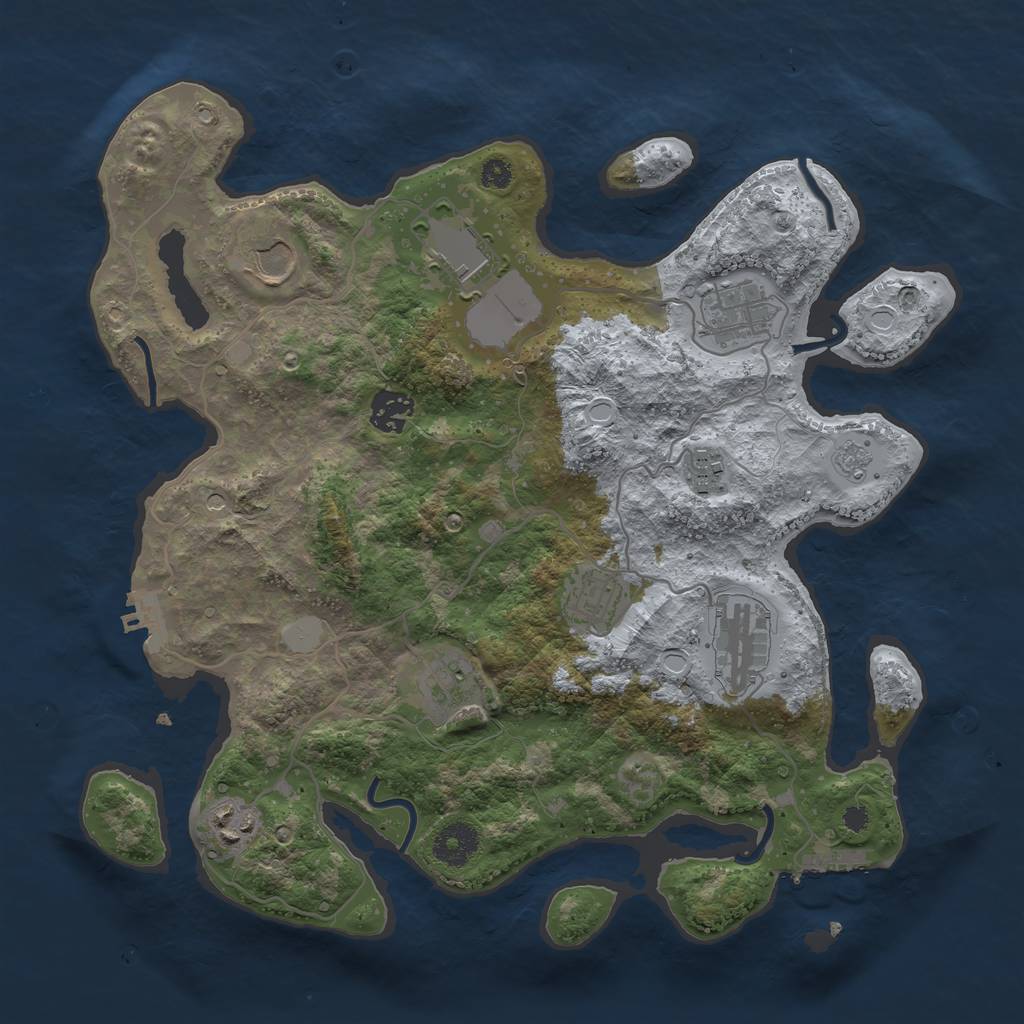 Rust Map: Procedural Map, Size: 3500, Seed: 945423211, 18 Monuments
