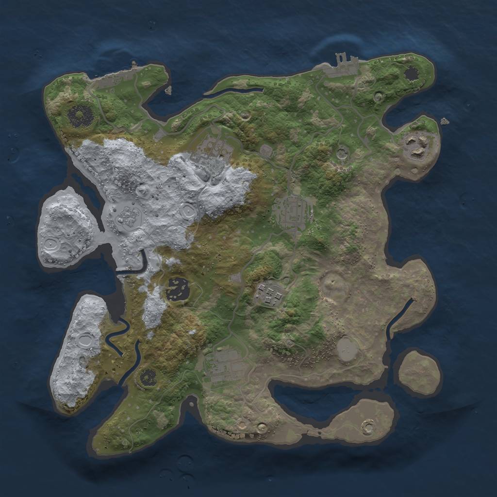 Rust Map: Procedural Map, Size: 3000, Seed: 14129, 15 Monuments