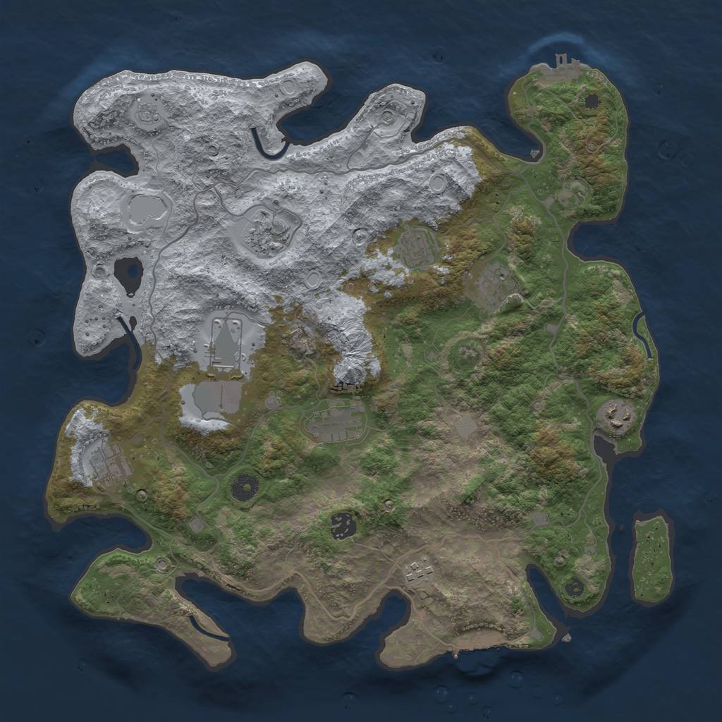 Rust Map: Procedural Map, Size: 4000, Seed: 743300685, 18 Monuments