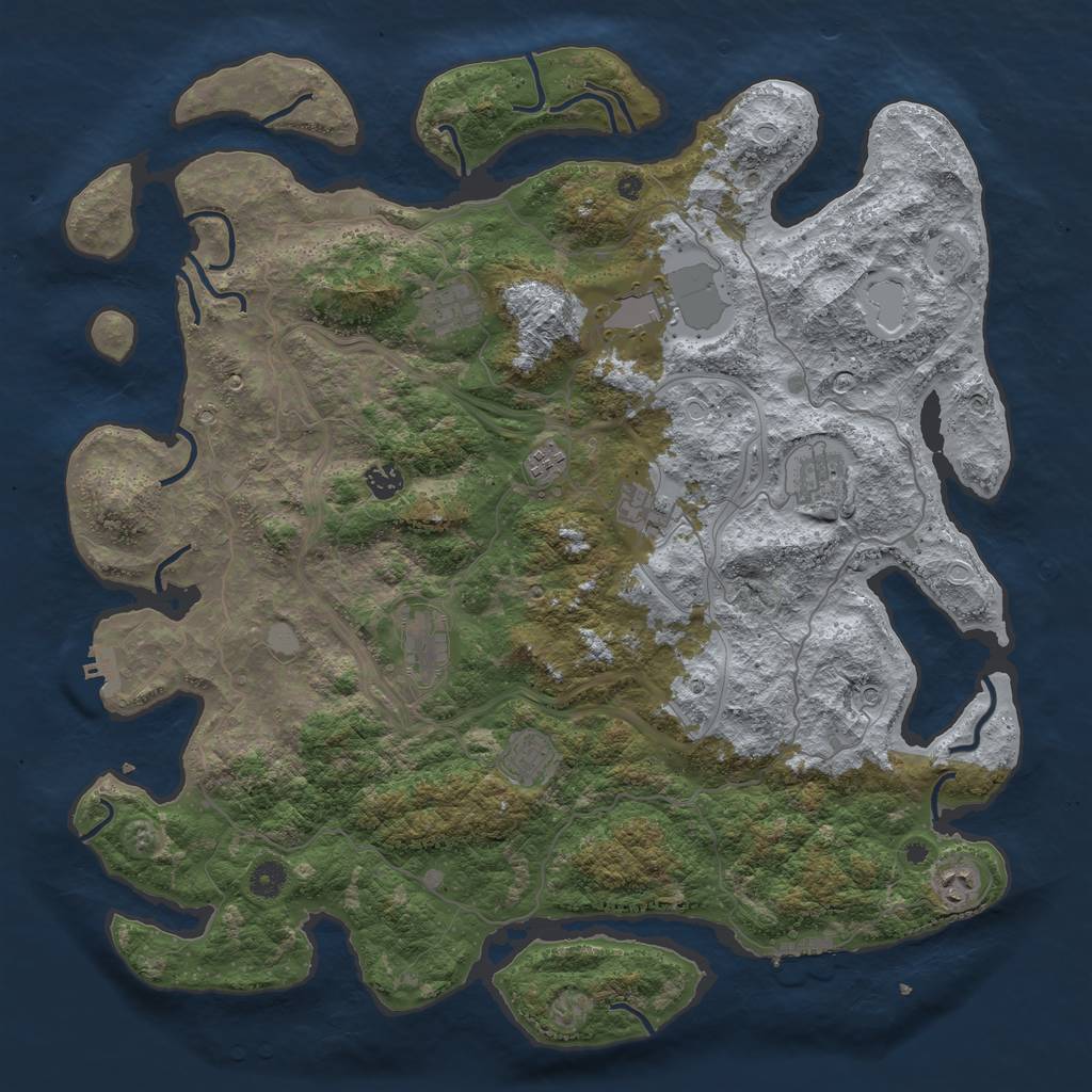 Rust Map: Procedural Map, Size: 4500, Seed: 1243946476, 18 Monuments