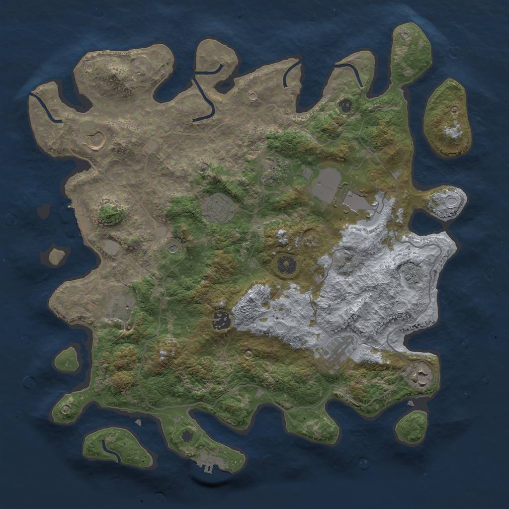 Rust Map: Procedural Map, Size: 4000, Seed: 595699148, 17 Monuments