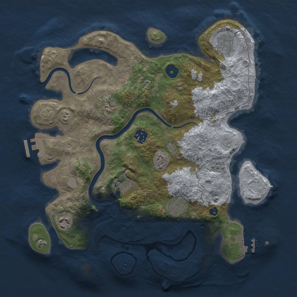 Rust Map: Procedural Map, Size: 3450, Seed: 83512988, 13 Monuments