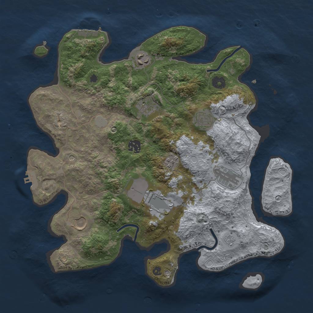 Rust Map: Procedural Map, Size: 3500, Seed: 4563217, 17 Monuments