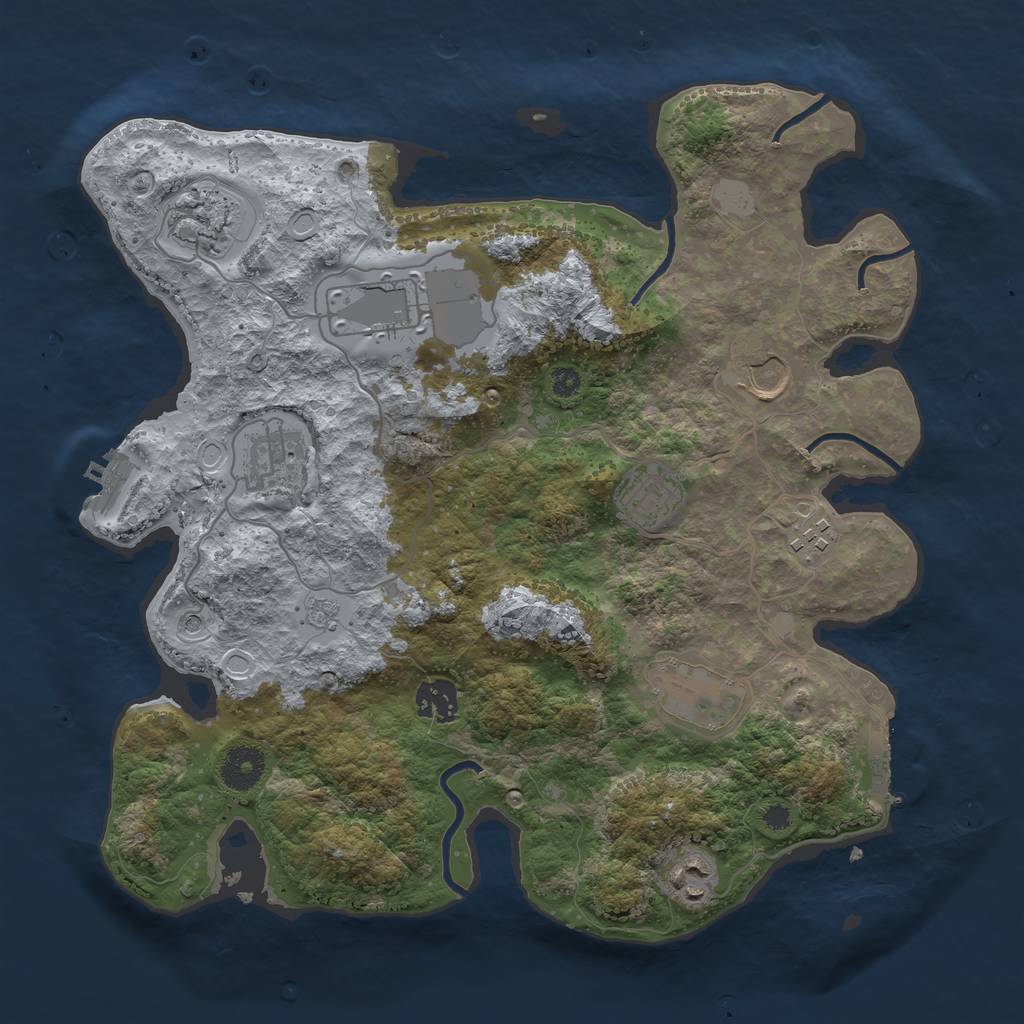 Rust Map: Procedural Map, Size: 3500, Seed: 736295888, 18 Monuments